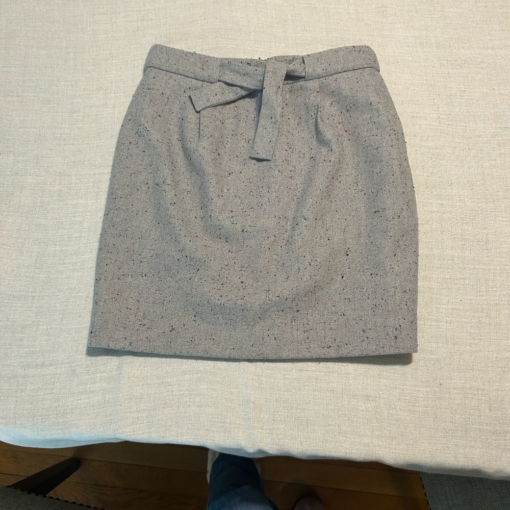 LOFT Gray Mini Skirt with Bow Detail
